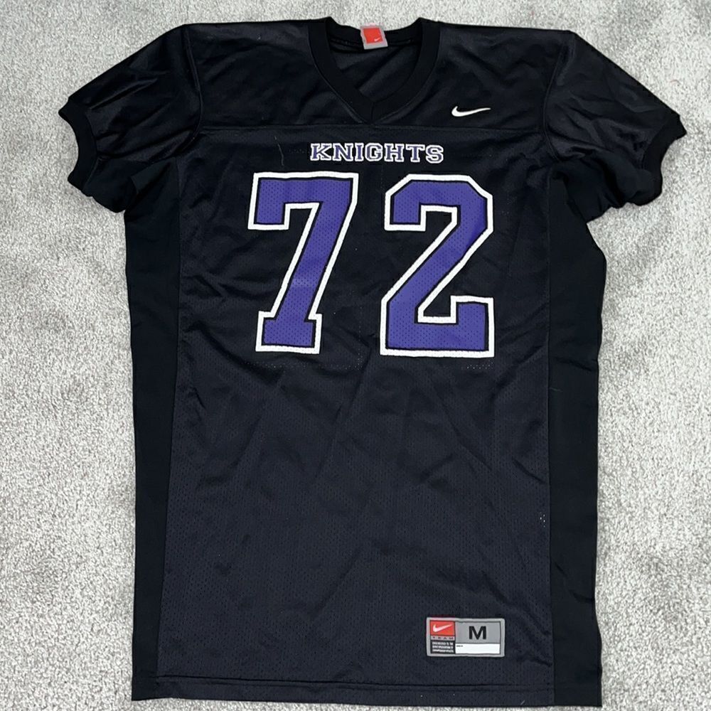 Game worn St Andrews University Knights Black #72 Football Lineman Jersey M Nike